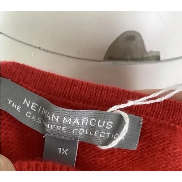 NWT Neiman Marcus Sz 1X 100% Cashmere Knit Tank Top Red Pullover Style - Picture 6 of 7